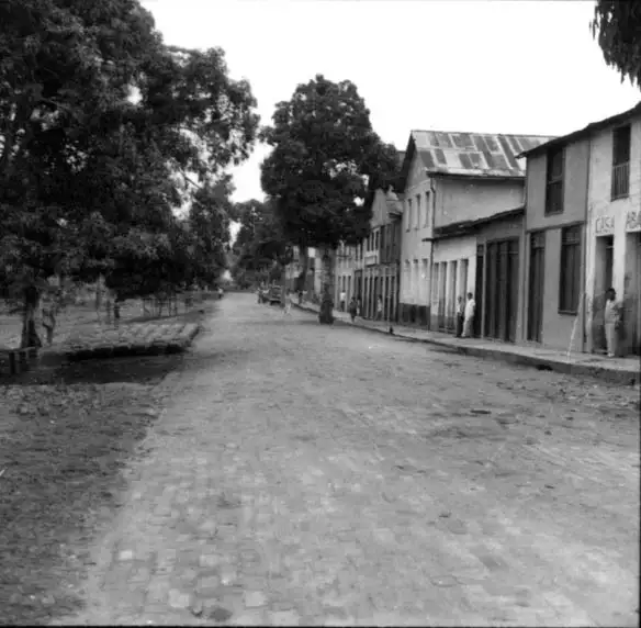 Foto 17: Rua comercial de Xapuri, à margem esquerda do Rio Acre. À esquerda, mangueiras e pelas de borracha (AC)