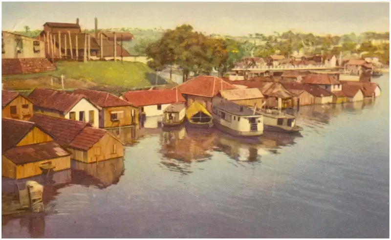 Foto 56: Igarapé de Manaus : [vista parcial da cidade] : Manaus, AM