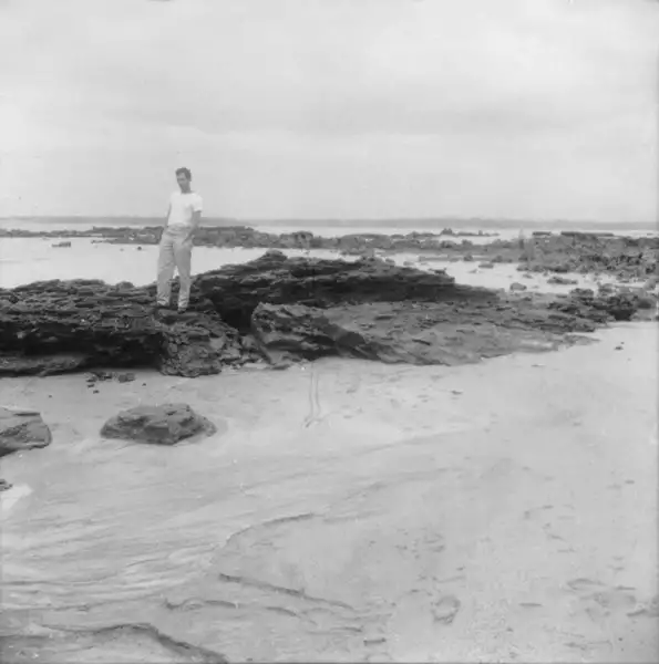 Foto 36: Entre Nova Almeida e Sta. Cruz, aspecto da praia onde se pode observar concreções lateríticas (ES)