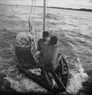 Foto 79: Canoa a vela, enfrentando banzeiro no paraná de Monte Alegre (PA)