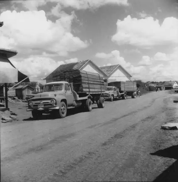 Foto 14: Caminhões carregados com tábuas de pinho no município de Campos Novos (SC)