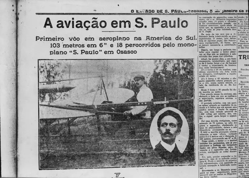Foto 1: Aviação em São Paulo : primeiro vôo em aeroplano na América do Sul (SP)