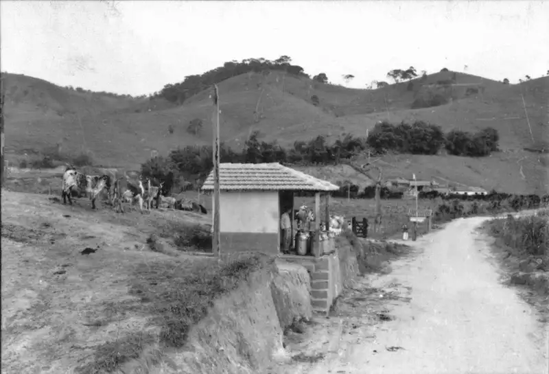 Foto 10: Telheiro com vasilhames de leite na fazenda Rio Claro. O leite é enviado para a Vigor : Município de Paraitinga (SP)
